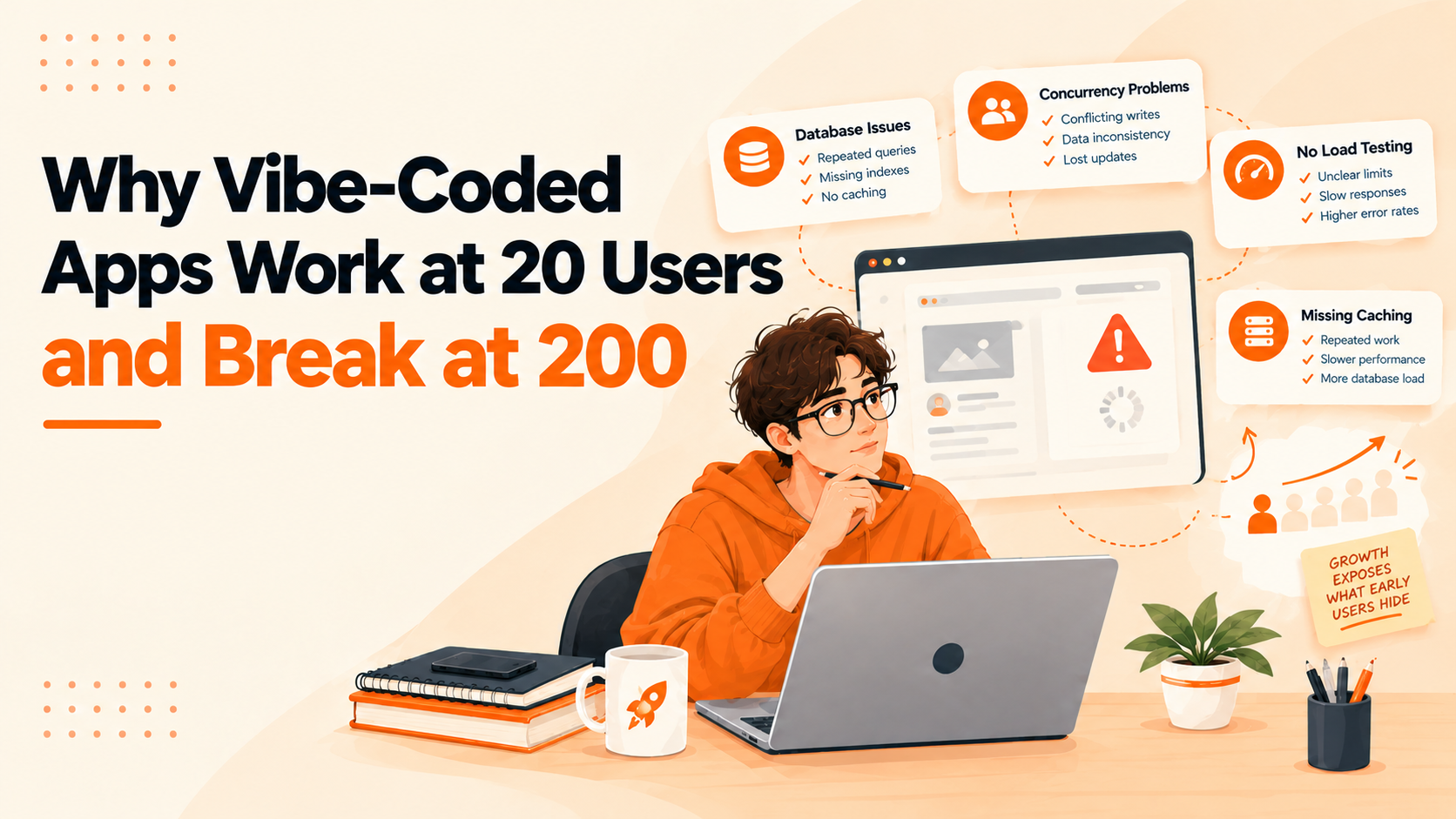 Why Vibe-Coded Apps Work at 20 Users and Break at 200